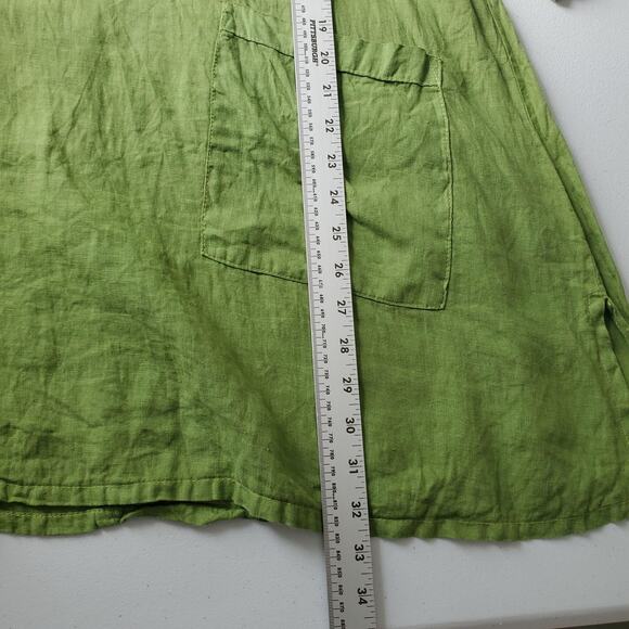 Match Point Tunic Shirt Womens Medium Green Linen Cowl Neck 3/4 Sleeve Pockets - Picture 5 of 7
